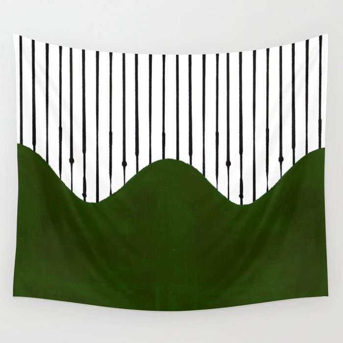 lines and wave (green) Wall Tapestry Gallery Image 4