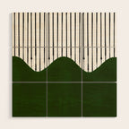 lines and wave (green) Wood Wall Art Gallery Image 1