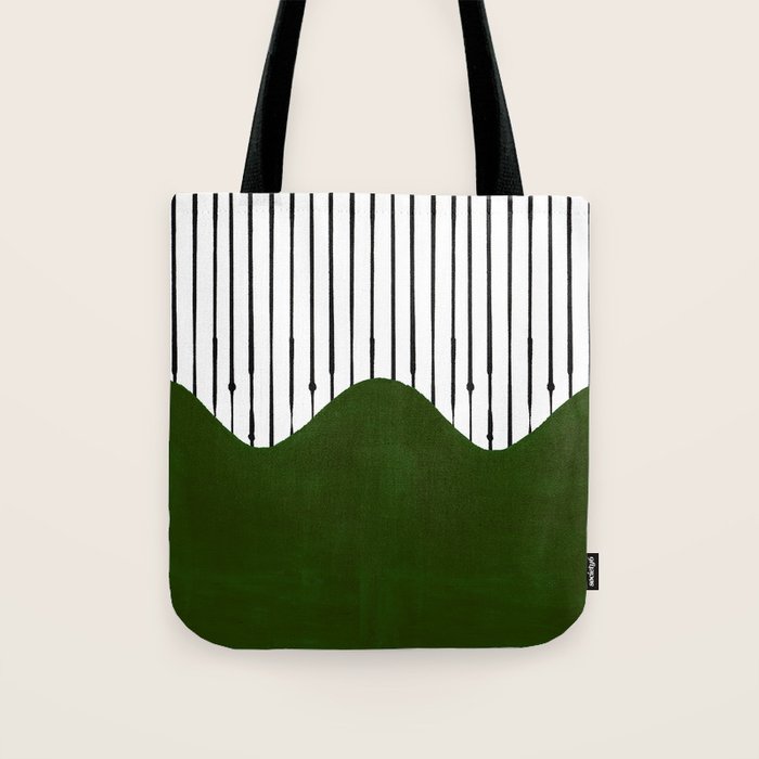 lines and wave (green) Tote Bag Gallery Image 1