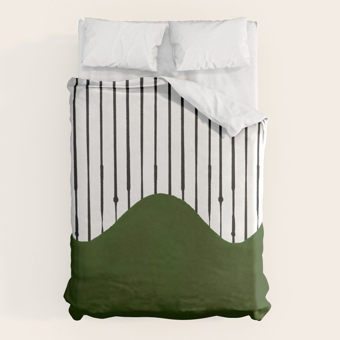 lines and wave (green) Duvet Cover Gallery Image 1
