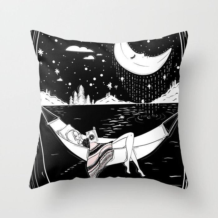 Reading in the Moonlight Throw Pillow Gallery Image 6