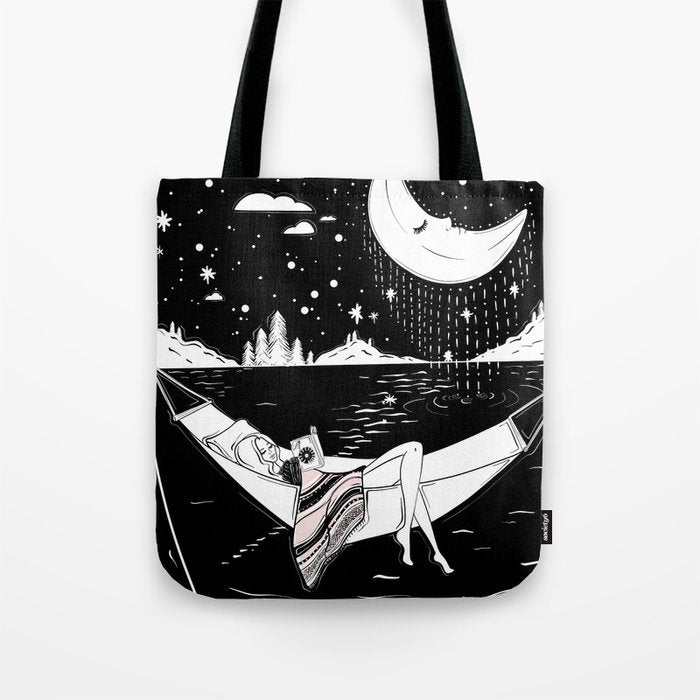 Reading in the Moonlight Tote Bag Gallery Image 1