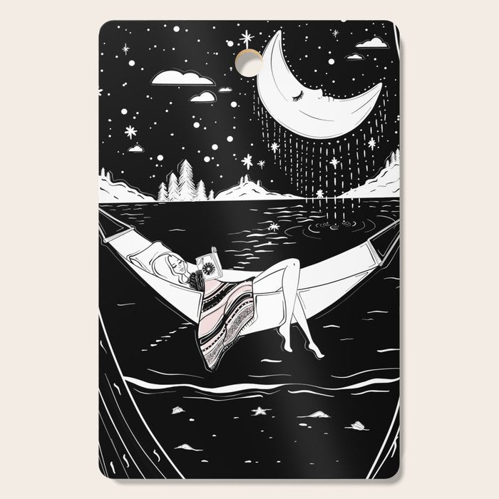 Reading in the Moonlight Cutting Board Gallery Image 1