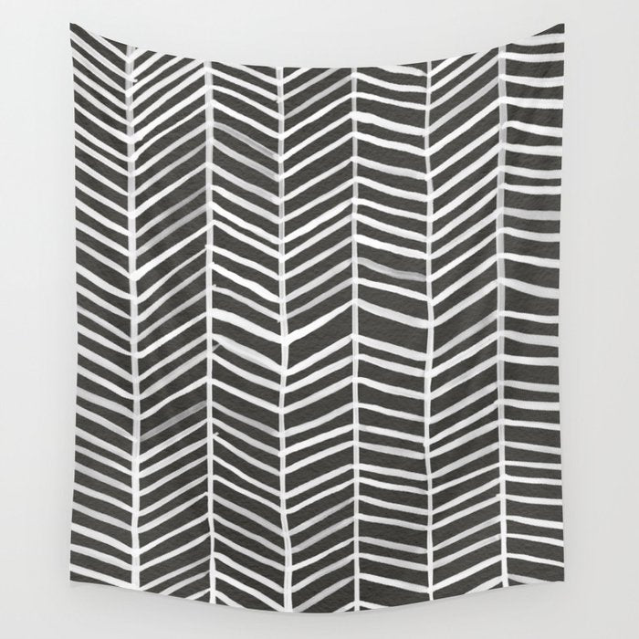 Herringbone - Black & White Wall Tapestry Gallery Image 4
