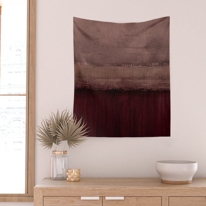 Burgundy abstract Wall Tapestry Gallery Image 2