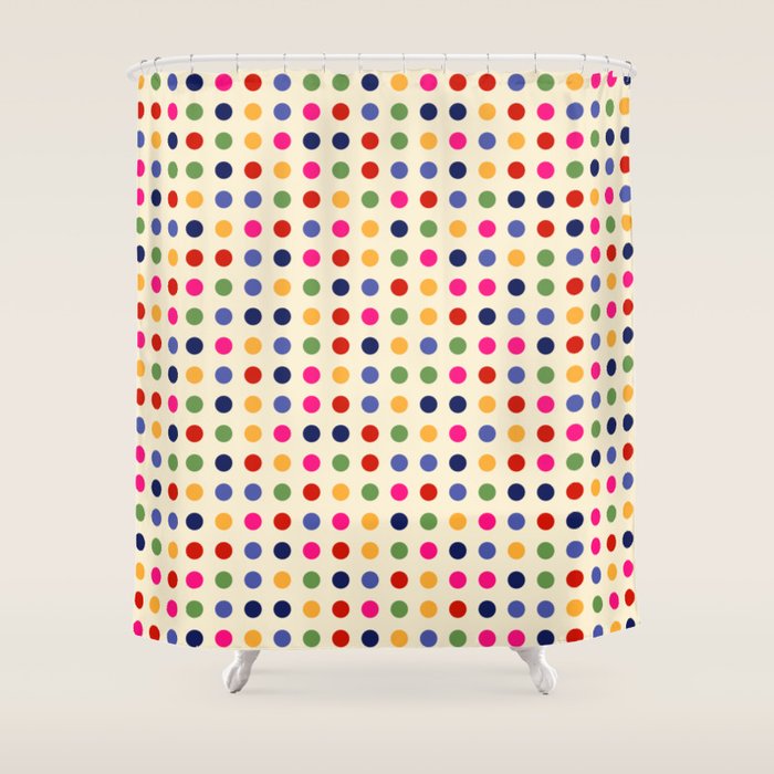 Colorful Polka Dots pattern bright Shower Curtain Gallery Image 1