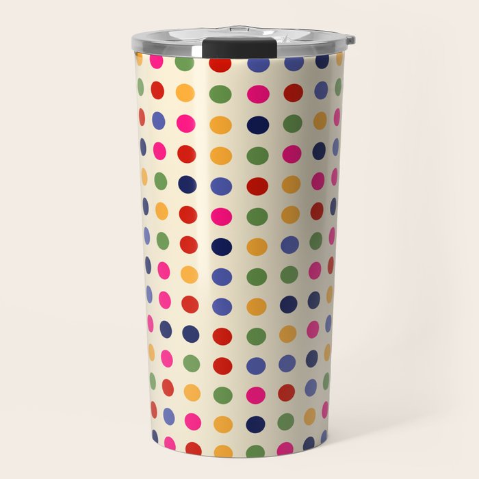 Colorful Polka Dots pattern bright Travel Mug Gallery Image 1