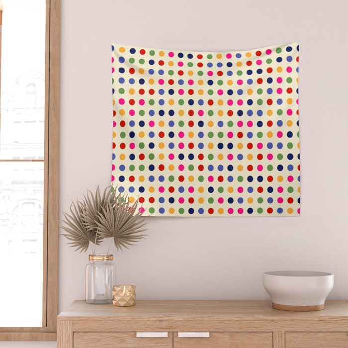 Colorful Polka Dots pattern bright Wall Tapestry Gallery Image 2