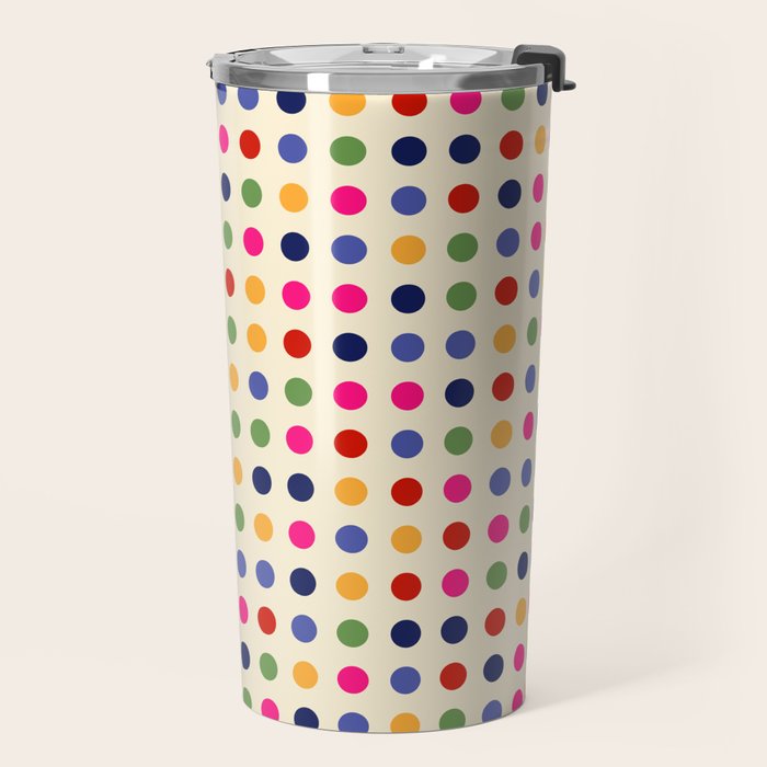 Colorful Polka Dots pattern bright Travel Mug Gallery Image 2