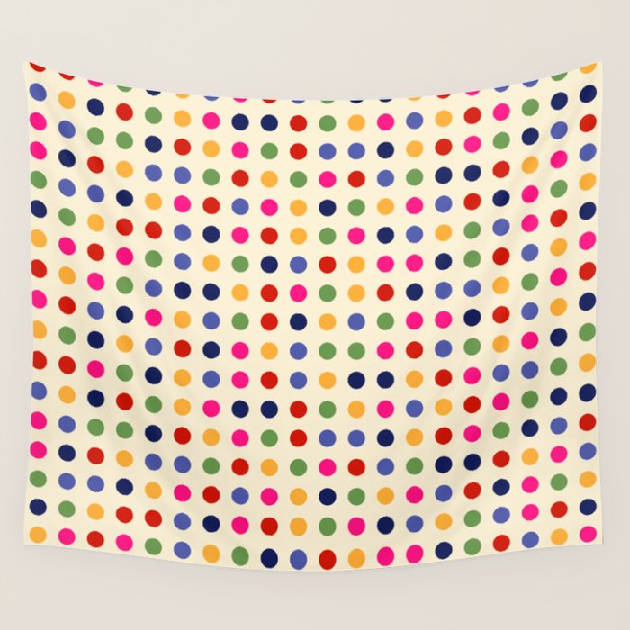 Colorful Polka Dots pattern bright Wall Tapestry Gallery Image 4