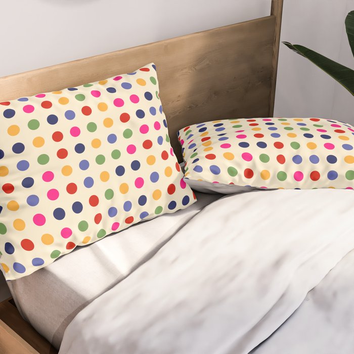 Colorful Polka Dots pattern bright Pillow Sham Gallery Image 2