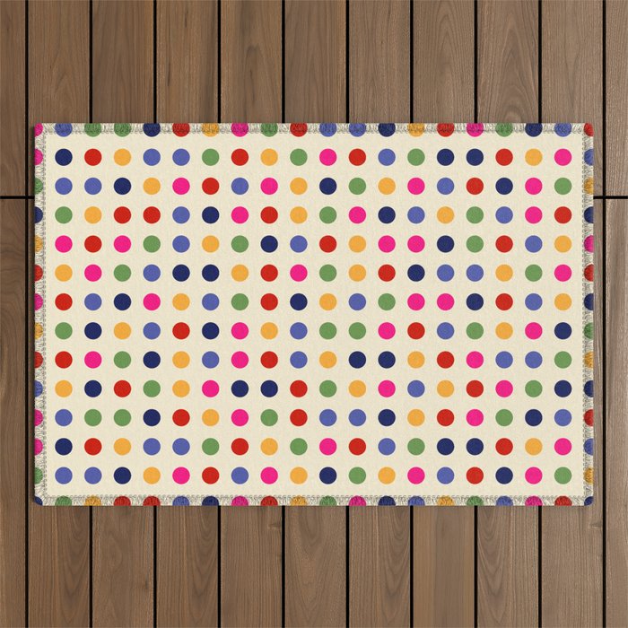 Colorful Polka Dots pattern bright Outdoor Rug Gallery Image 1