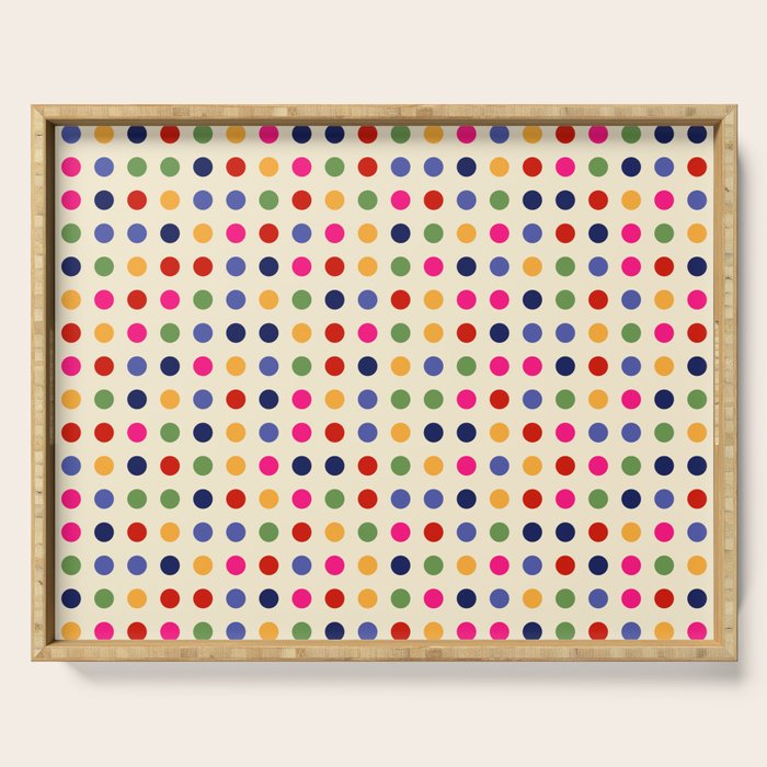 Colorful Polka Dots pattern bright Serving Tray Gallery Image 1