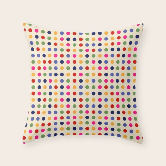Colorful Polka Dots pattern bright Throw Pillow Gallery Image 1