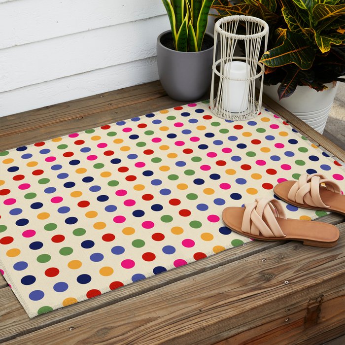 Colorful Polka Dots pattern bright Outdoor Rug Gallery Image 2