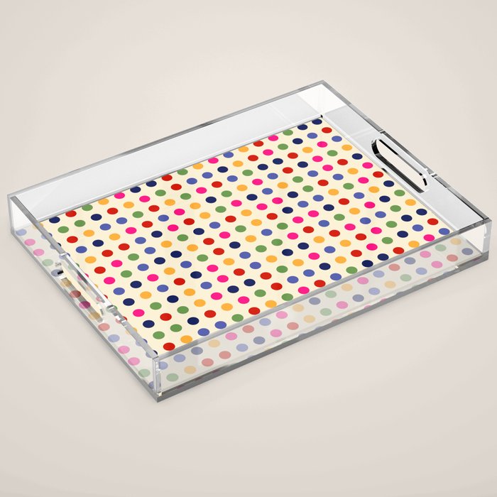 Colorful Polka Dots pattern bright Acrylic Tray Gallery Image 1
