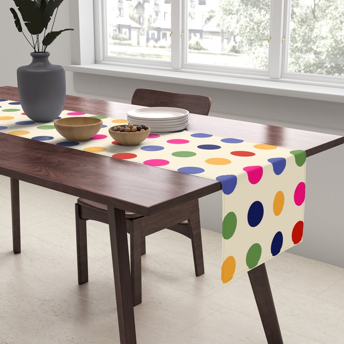 Colorful Polka Dots pattern bright Table Runner Gallery Image 2