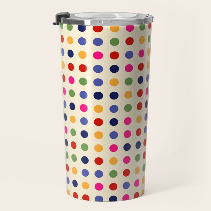 Colorful Polka Dots pattern bright Travel Mug Gallery Image 3