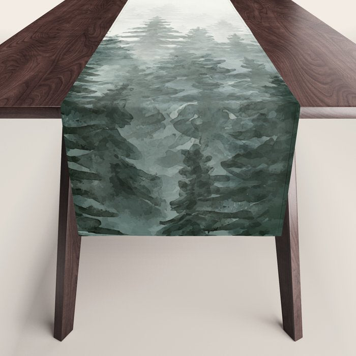 Foggy Pine Trees 3 Table Runner Gallery Image 1