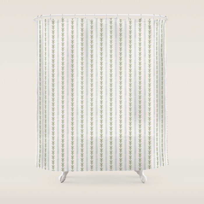 Natural Palm Stripe Shower Curtain Gallery Image 1