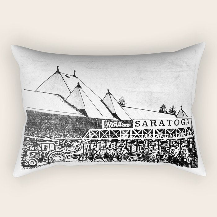 "The Starting Gate" Saratoga Springs Race Course Track Rectangular Pillow Gallery Image 1