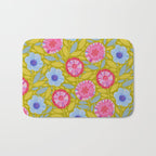 Folk Floral Blossoms in Moss Green Bath Mat Gallery Image 1