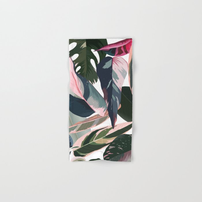 Colorful Tropical Palm Leaves on White Bath Towel Gallery Image 1