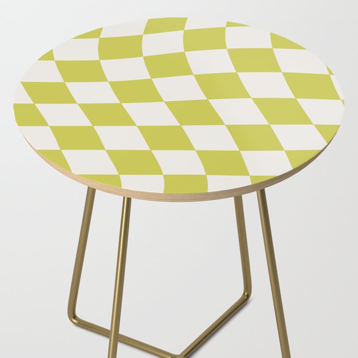 Warped Check Pattern Lime Side Table Gallery Image 2