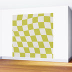 Warped Check Pattern Lime Wall Mural Gallery Image 2