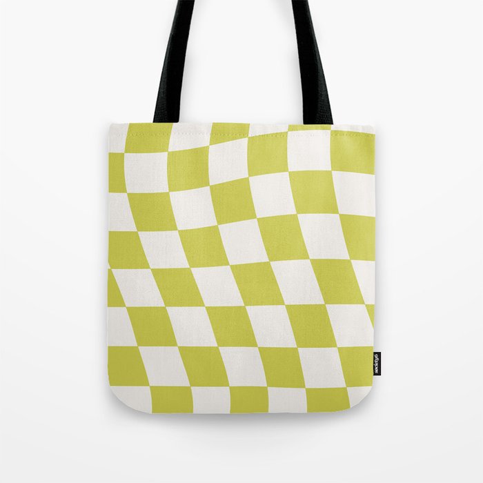 Warped Check Pattern Lime Tote Bag Gallery Image 1