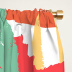 Summer Floral Prints, Abstract, Red and Green, Colourful Prints. Window Curtain Gallery Image 2