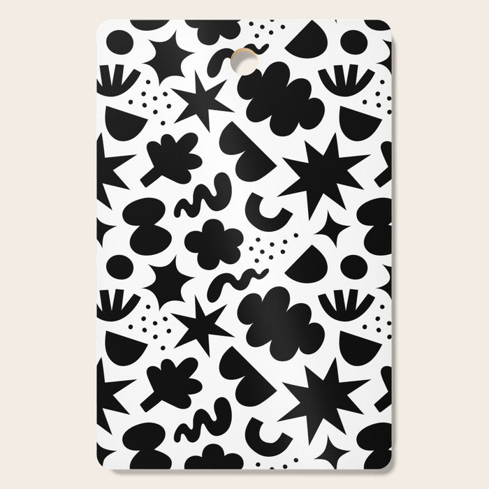 Abstract black and white organic shape pattern Cutting Board Gallery Image 1