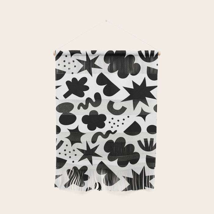 Abstract black and white organic shape pattern Wall Hanging Gallery Image 1