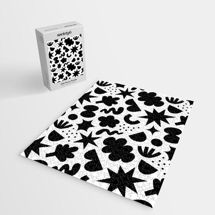 Abstract black and white organic shape pattern Jigsaw Puzzle Gallery Image 2
