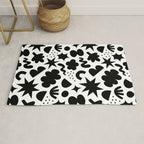 Abstract black and white organic shape pattern Rug Gallery Image 1