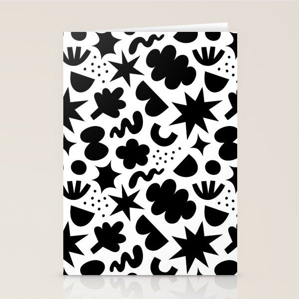 Abstract black and white organic shape pattern Stationery Card Gallery Image 1