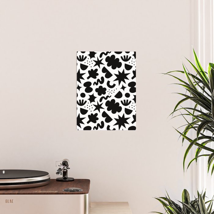 Abstract black and white organic shape pattern Poster Gallery Image 2