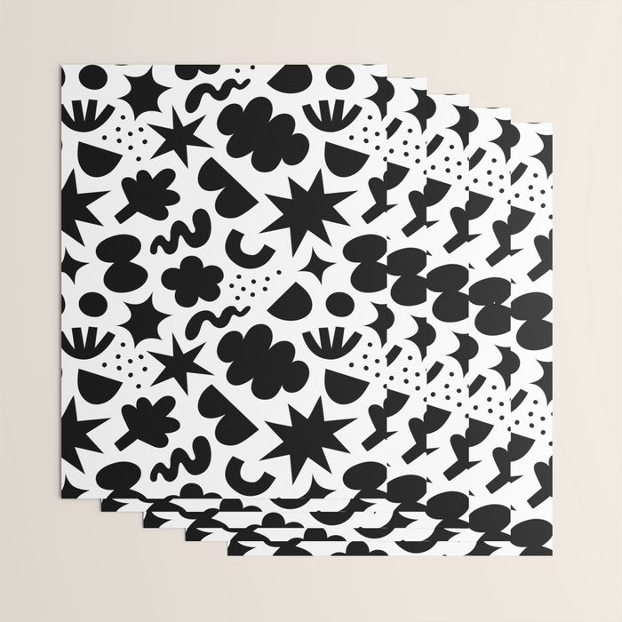Abstract black and white organic shape pattern Wrapping Paper Gallery Image 3