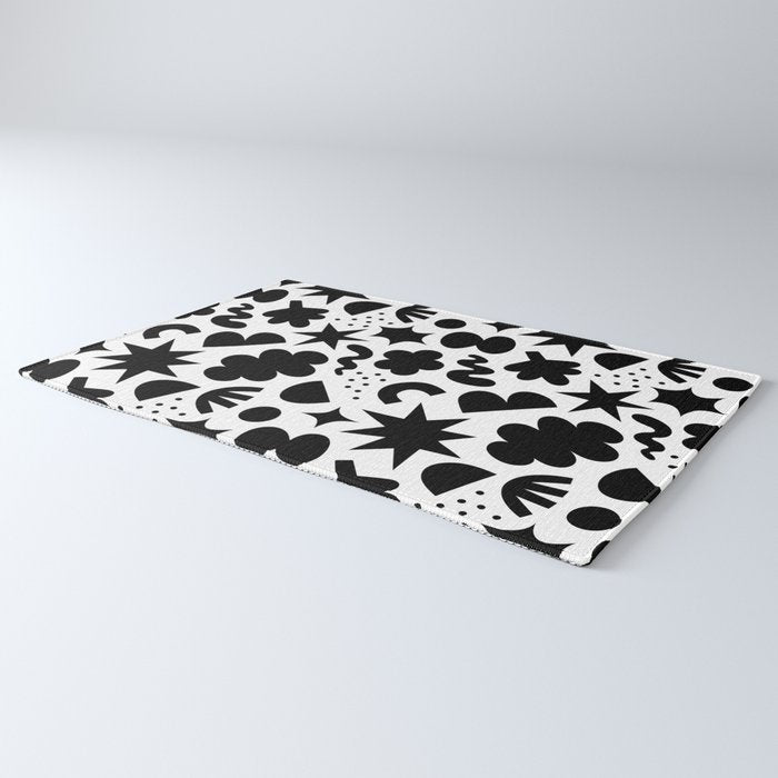 Abstract black and white organic shape pattern Rug Gallery Image 3