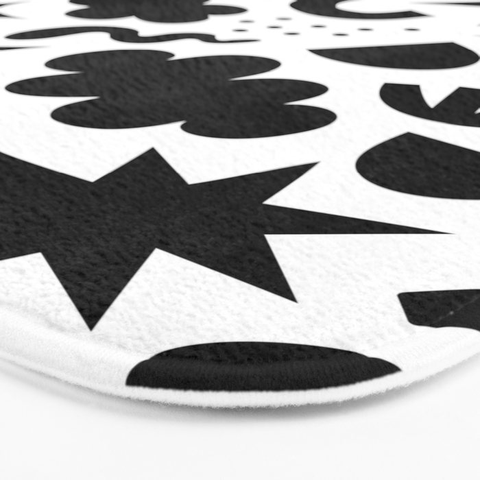 Abstract black and white organic shape pattern Bath Mat Gallery Image 3