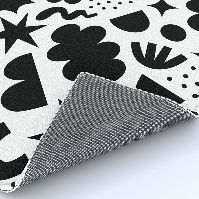 Abstract black and white organic shape pattern Rug Gallery Image 4