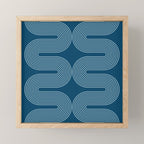 Mid Century Modern Geometric 101 in night Blue (Rainbow Abstract) Mini Art Print Gallery Image 1