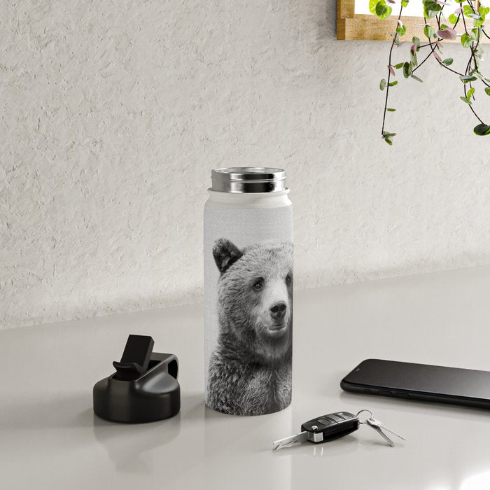 Grizzly Bear - Black & White Water Bottle Gallery Image 5
