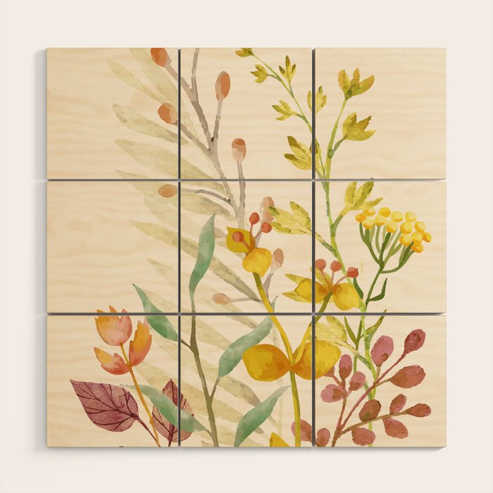 Autumn Flowers Wood Wall Art Gallery Image 1