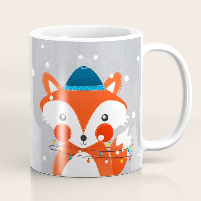 Christmas Fox with fairy lights Coffee Mug Gallery Image 1