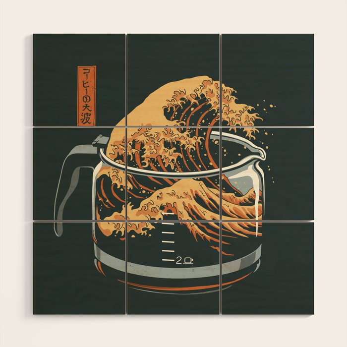 The Great Wave of Coffee Wood Wall Art Gallery Image 1