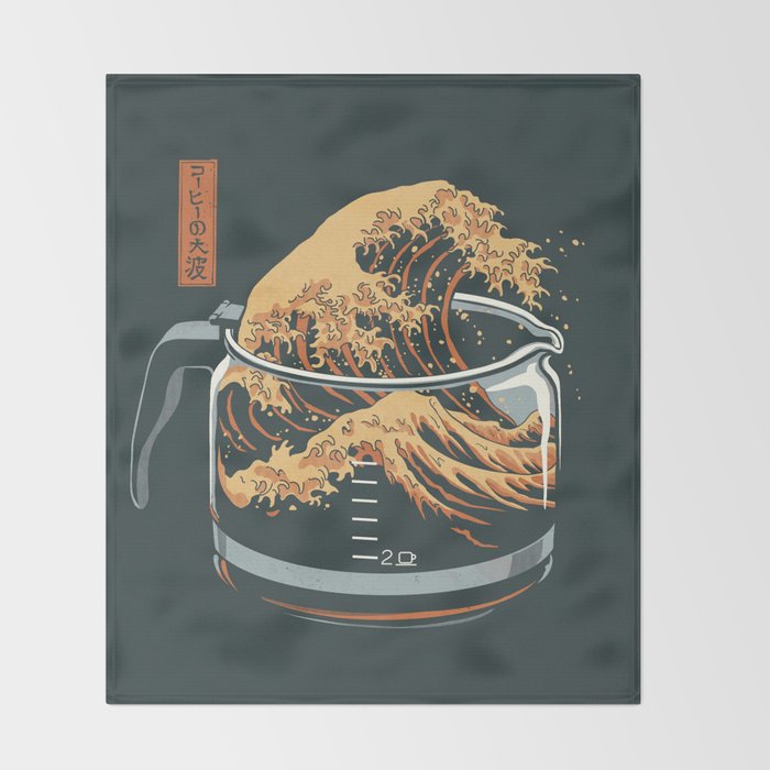 The Great Wave of Coffee Throw Blanket Gallery Image 2