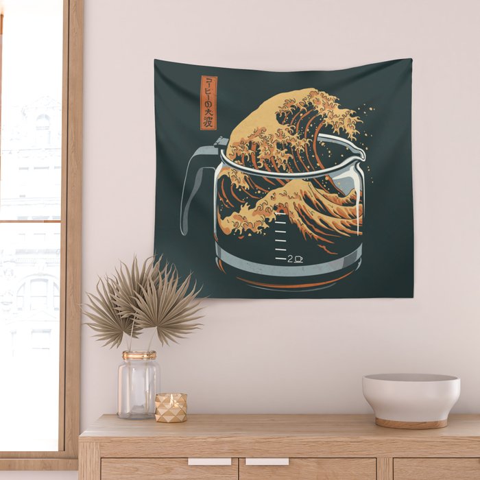 The Great Wave of Coffee Wall Tapestry Gallery Image 2