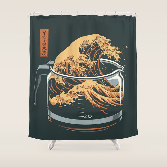 The Great Wave of Coffee Shower Curtain Gallery Image 1