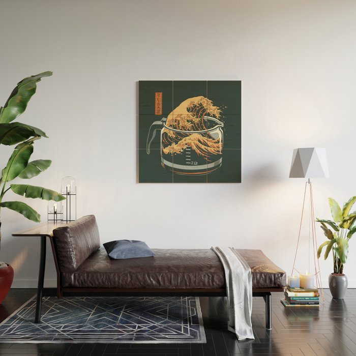 The Great Wave of Coffee Wood Wall Art Gallery Image 2